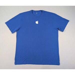 Apple Computer Shirt Adult Extra Large Tall Blue Center Logo Pique Cotton Y2K